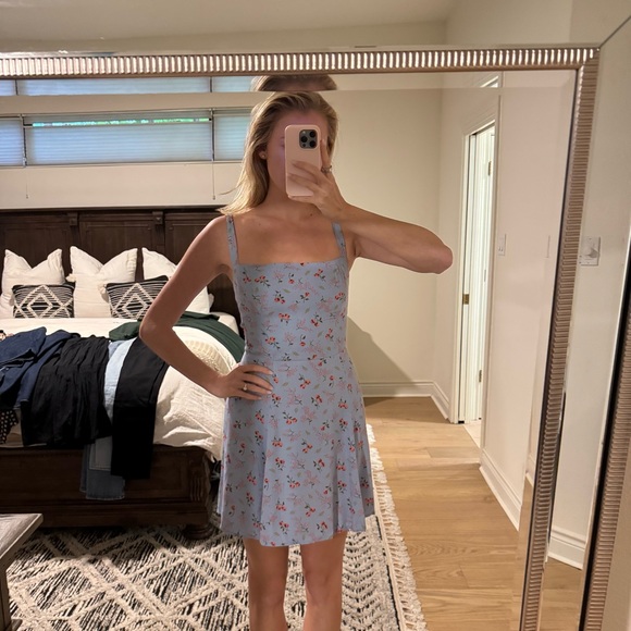 Reformation Light Blue Dress with Pink Floral Pattern - Picture 6 of 6